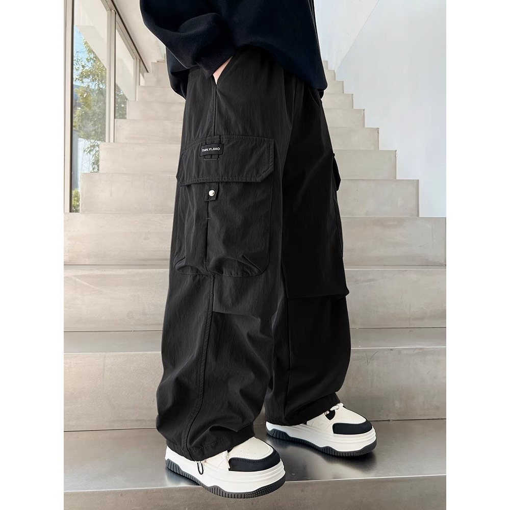 Children's Fashion Sports Pants 2025 Spring and Autumn New Style Middle and Large Children's Casual Pants Boys' Wide Leg Workwear Long Pants
