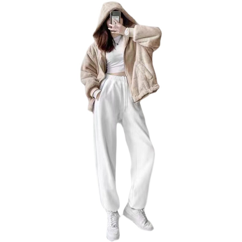 Grey Sports Pants Women's 2022 Spring Casual High Waist Pants Straight Slim Harem Pants Korean Fashion