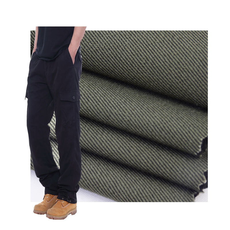 Cotton polyester elastic yarn card C66% T30% SP4% 238gsm spring and autumn casual pants overalls fabric