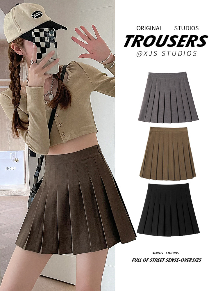 Summer Pleated Skirt 2023 New College Style Short Skirt Women's A- line Slim Flesh Covering Skirt High Waist JK Skirt