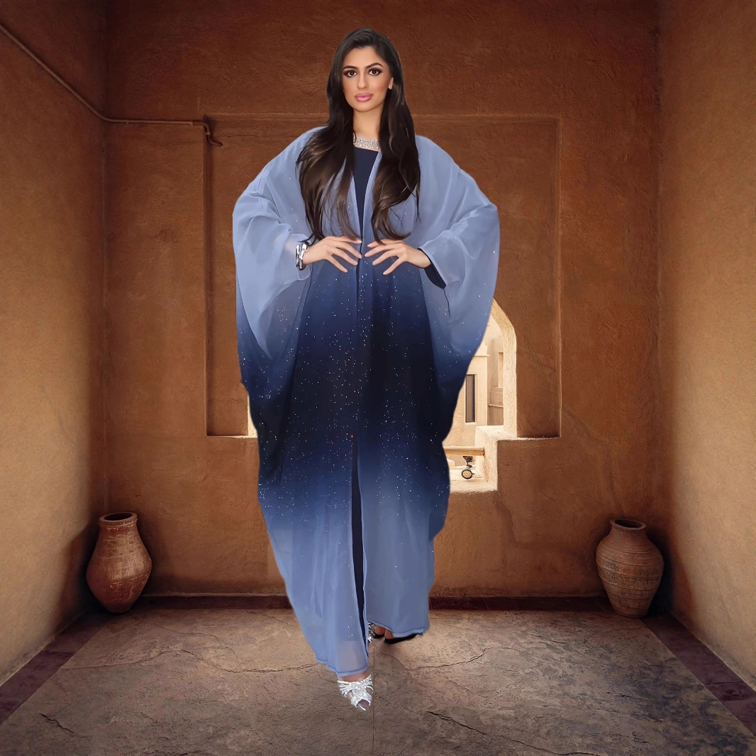 Picture of Cross-Border Middle Eastern Robe Women's Dubai Plus Size Cardigan Gradient Color Abaya Arabian Saudi Arabia