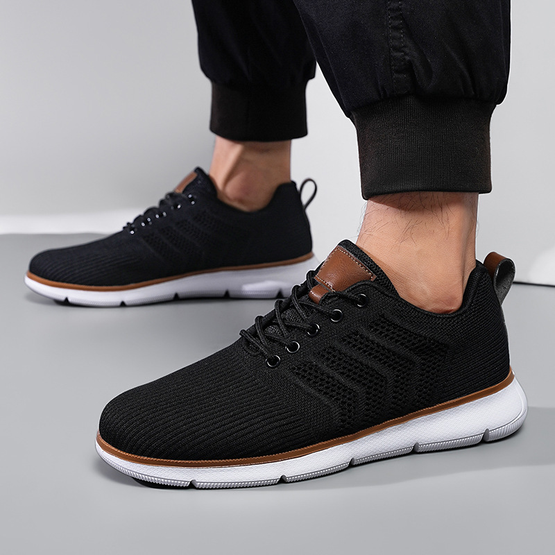 2024 British style men's shoes summer breathable sneaker fly woven mesh shoes men's cross-border plus size 48 yards running shoes