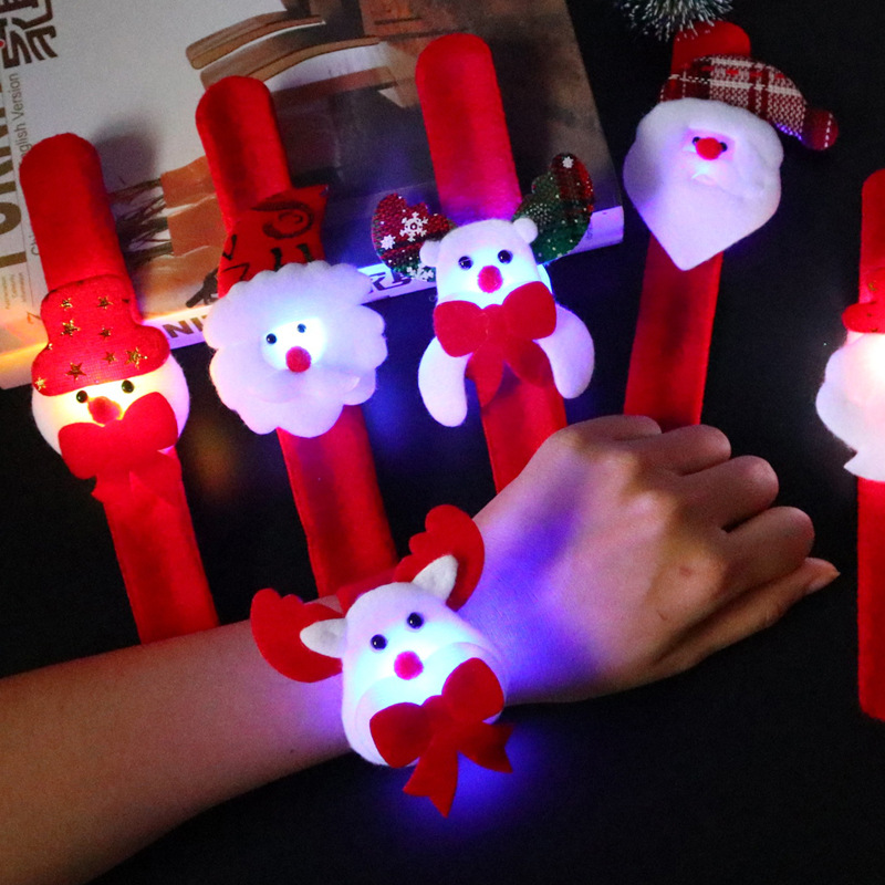 Christmas gift luminous snap ring Santa Claus bracelet children's toy holiday gift for students and children