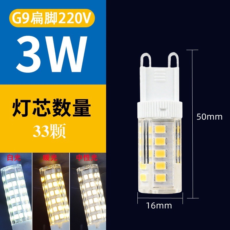 Picture of G9 lamp bead LED pin small bulb G4 bright energy-saving light source without strobe 220V ceramic corn high voltage bulb