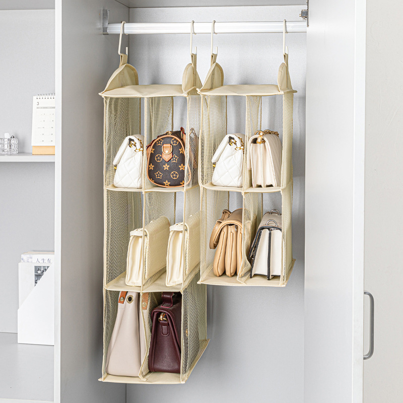 Double-row Bag Storage Artifact Wardrobe Layered Hanging Shelf Hanging Storage Hanging Bag Door Rear Dustproof Hanging Bag