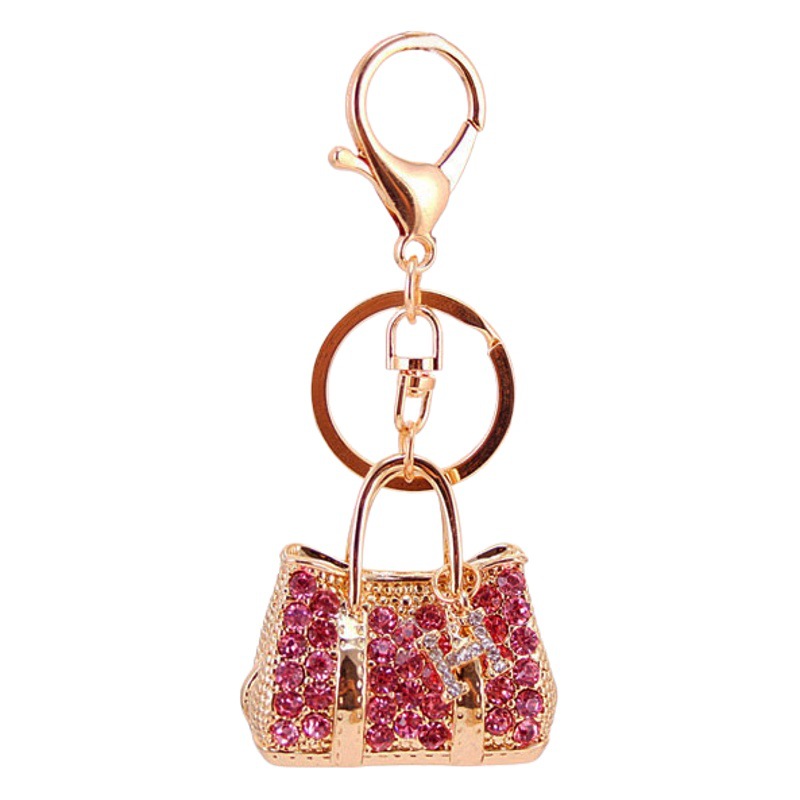 Cute Jewelry Handbag Rhinestone Car Keychain Women's Bag Hanging Accessories Metal Pendant Crafts 543