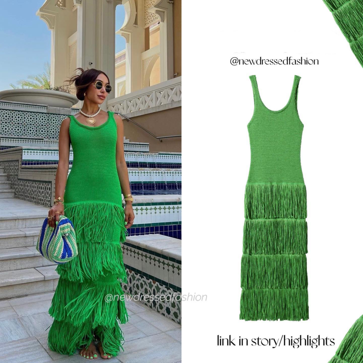 Summer new cross-border trade solid color hem tassel knitted suspender dress