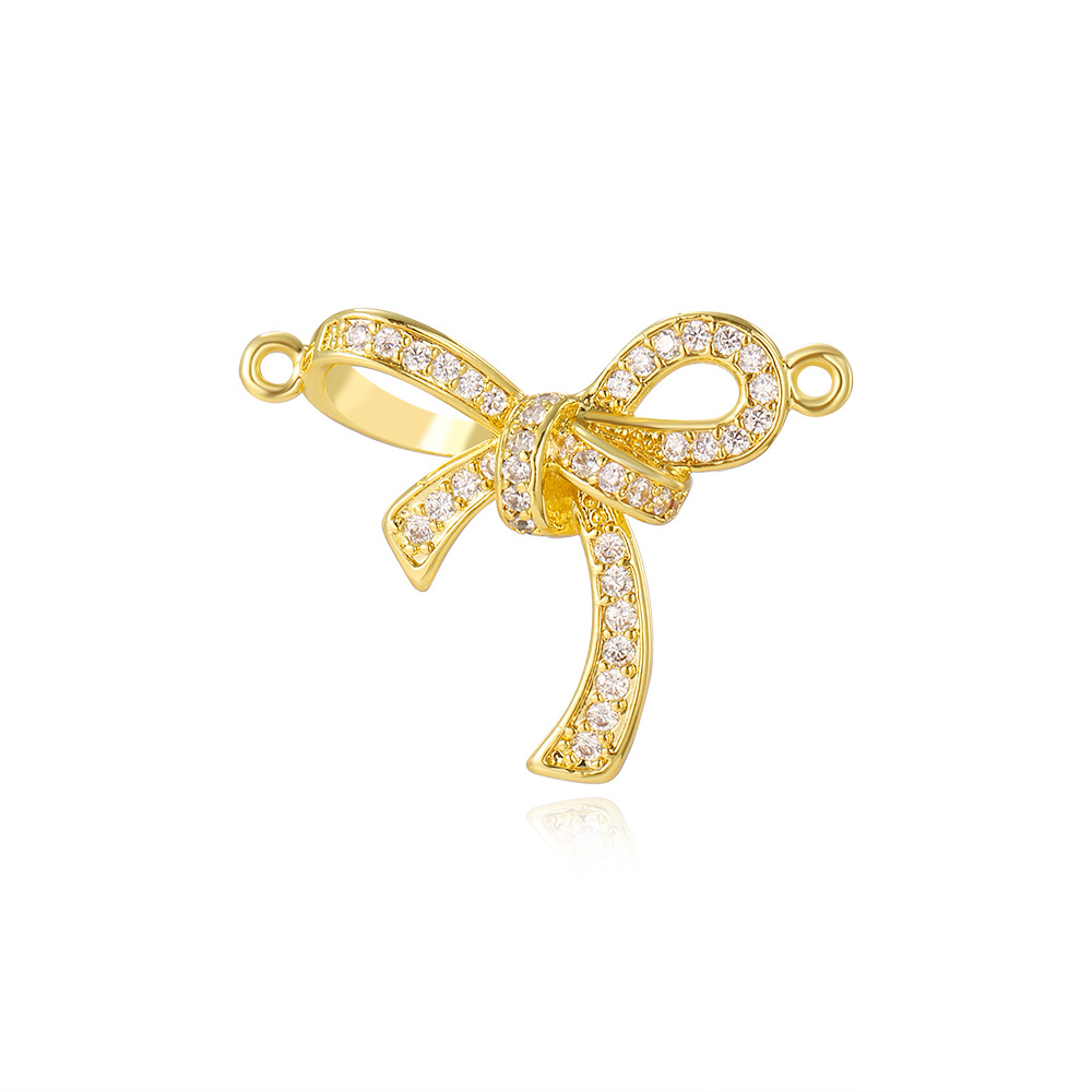 Picture of Cross-border Hot Fashion Zircon Bow Double Hole Connector Bracelet Necklace DIY Jewelry Handmade Accessories