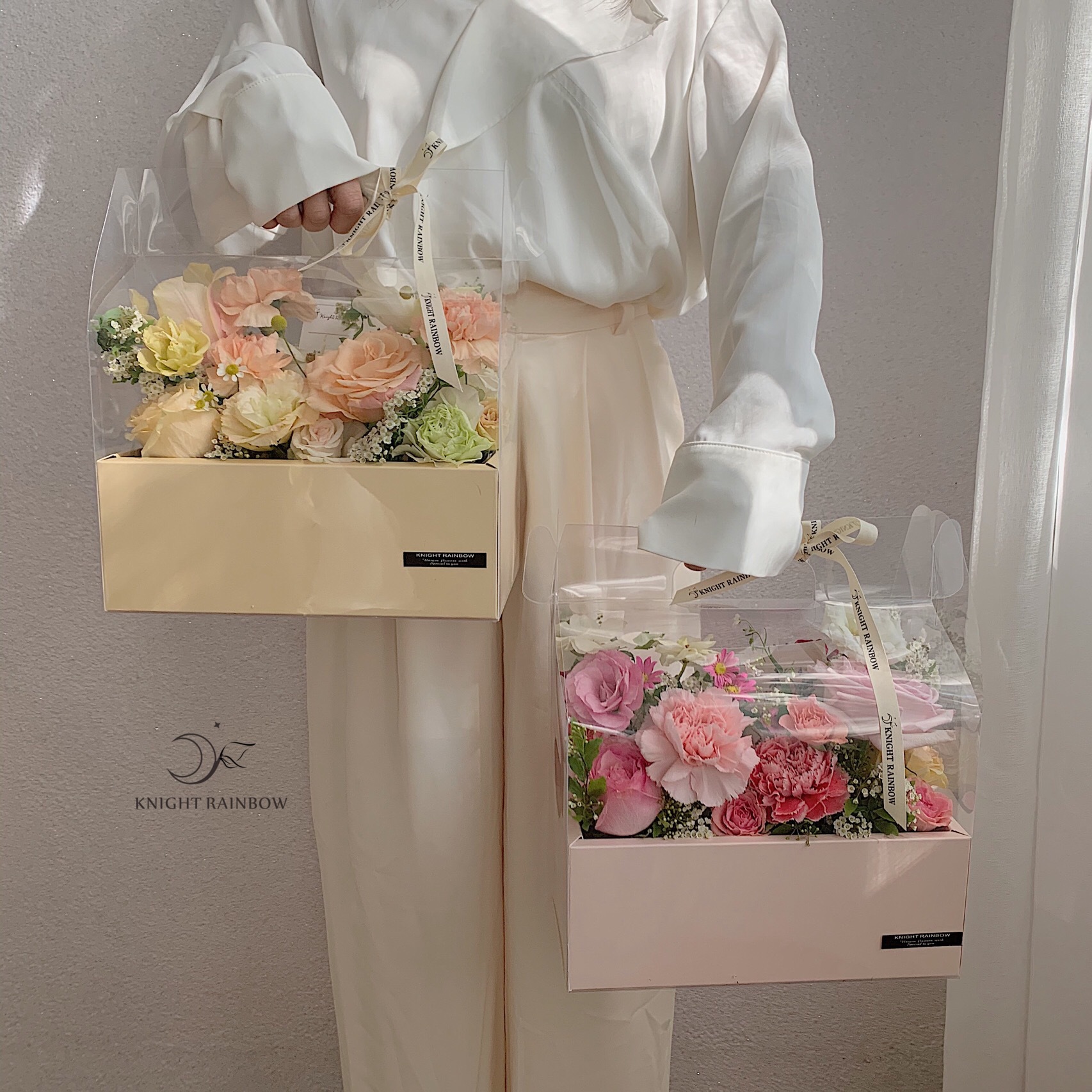 Portable Flower Box Flower Cake Box Transparent pvc Rose Flower Box Fruit Box Bouquet Packaging Valentine's Day Gift Box
