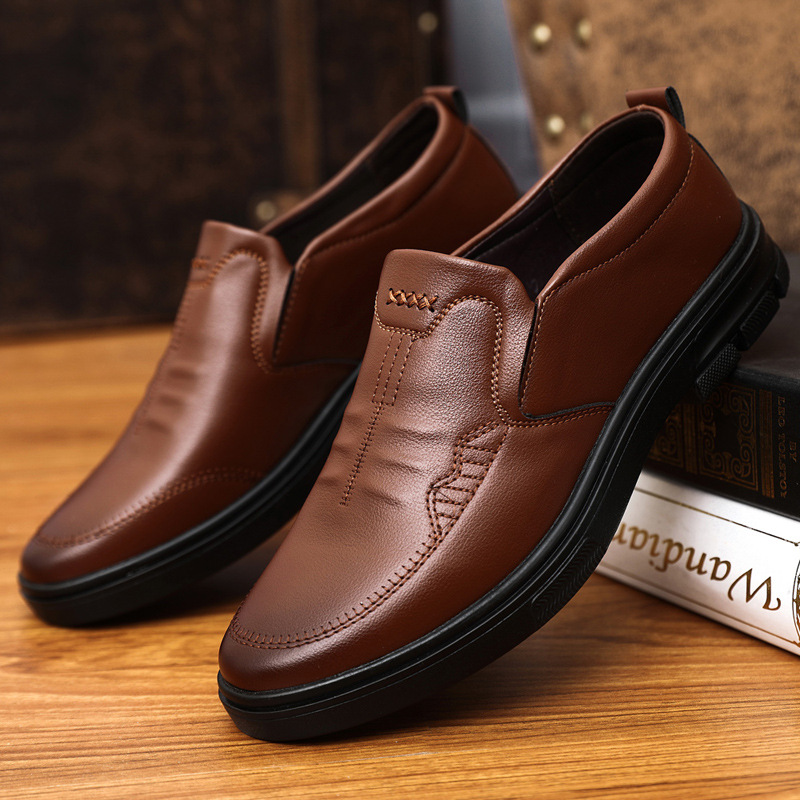 Picture of Cross-Border Leather Shoes Men's New Business Formal Casual Spring and Autumn Breathable Men's British Korean Style Round Toe Groom's Wedding Shoes