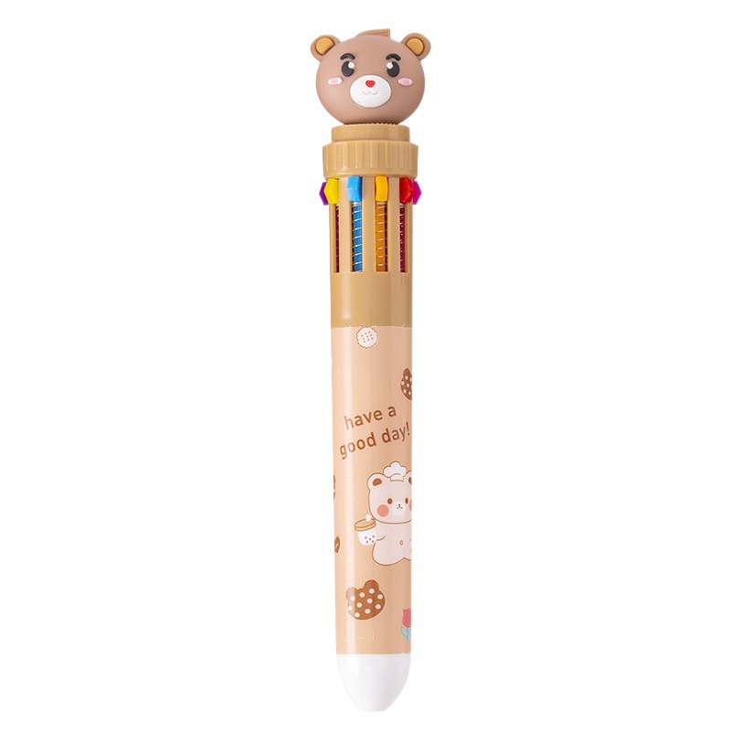 Ten-color ballpoint pen cartoon milk fat cute bear creative multi-color hand account pen pressing color pen multi-color pen