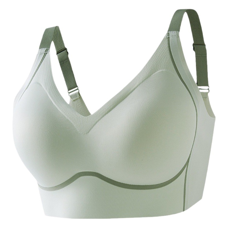 Big chest and small underwear thin push-up anti-sagging one-piece seamless fixed cup full cup soft support bra