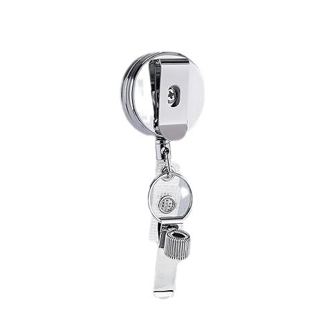 Picture of 4CM zinc alloy silver plus spring ring buckle retractable pen case easy pull buckle retractable buckle easy pull keychain