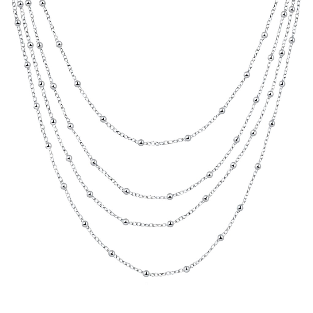 Picture of Jinshi Lake JSH Internet Celebrity Fashion Jewelry 925 Plated Silver Bead Chain Necklace European and American Woolen Chain N751