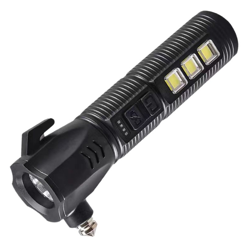TANJE Tracing Cross-border New Product COB Multifunctional Escape Hammer Window Breaking Machine Maintenance Work Light Emergency Flashlight