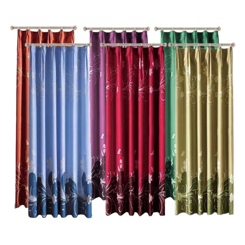 Cross-Border Southeast Asian Curtain Fabric, Polyester Window Screen, Hook-Style Curtain Fabric, Blackout and Sunshade Wholesale, Modern and Simple