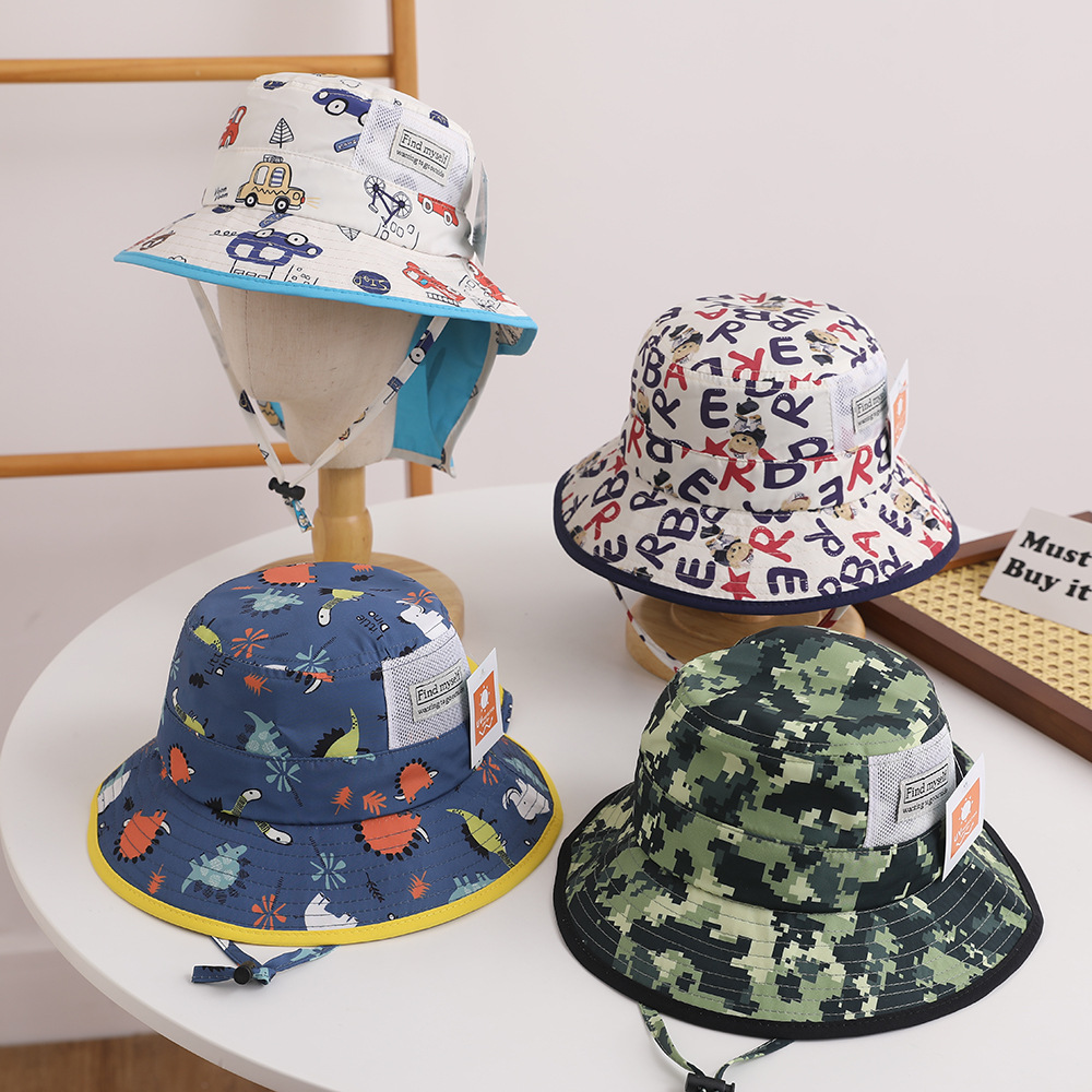 English standard baby breathable sun hat children sun hat summer thin big brim neck-covering fisherman hat