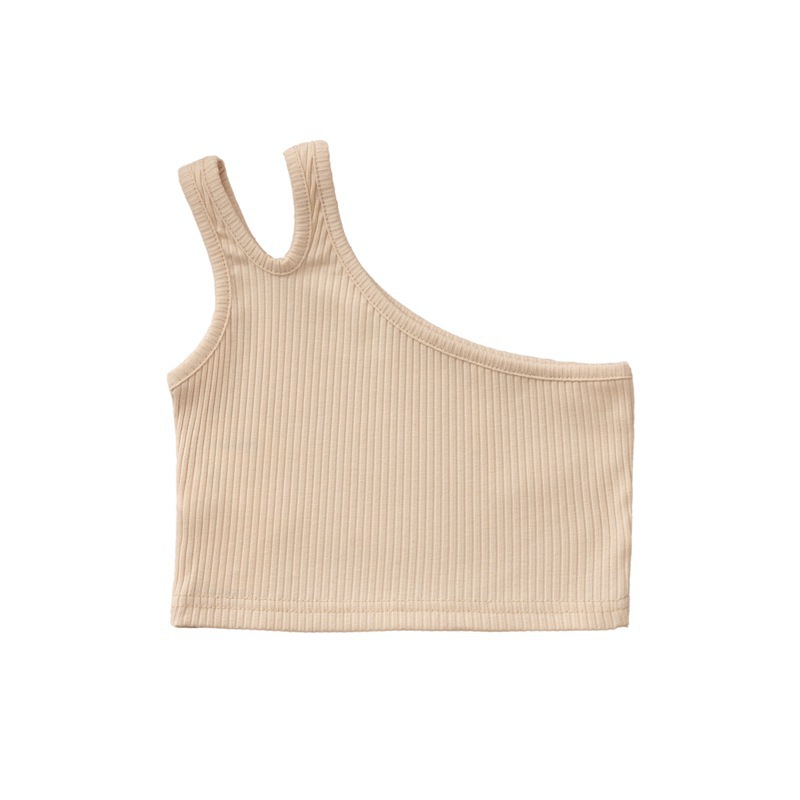 Picture of Cross-border Children's Wear Girl's Summer Vest 2024 New Foreign Trade Girl's Slant Shoulder Irregular Strap Hundred Tower Top
