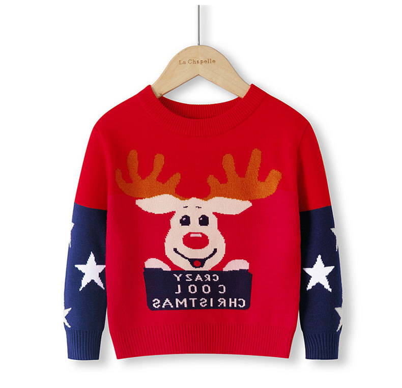 Picture of Factory wholesale boys' cartoon bottoming pullover girls' round neck Christmas sweater children's Korean-style European and American children's clothing