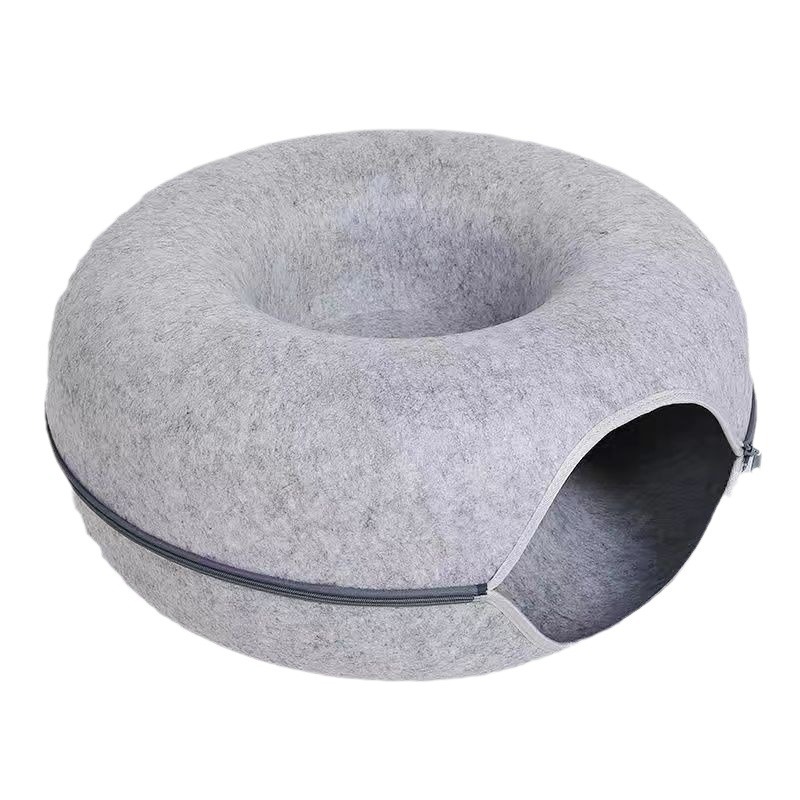 Picture of Cross-Border Wholesale Felt Cat Pet Bed Cat Tunnel Donut Cat Bed Suitable for All Seasons Removable and Washable Storage