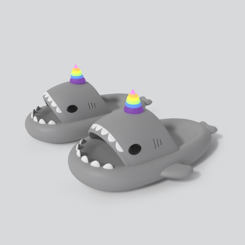 Picture of New Style Lantern Fish Shark Slippers Female Couple Indoor and Outdoor Thick Slippers Female Slip-on Feeling Soft Sole Home Sandals for Men