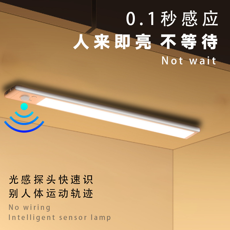 Cross-border led human body induction lamp magnetic suction non-perforated charging night light atmosphere lamp cabinet wardrobe lamp strip lamp