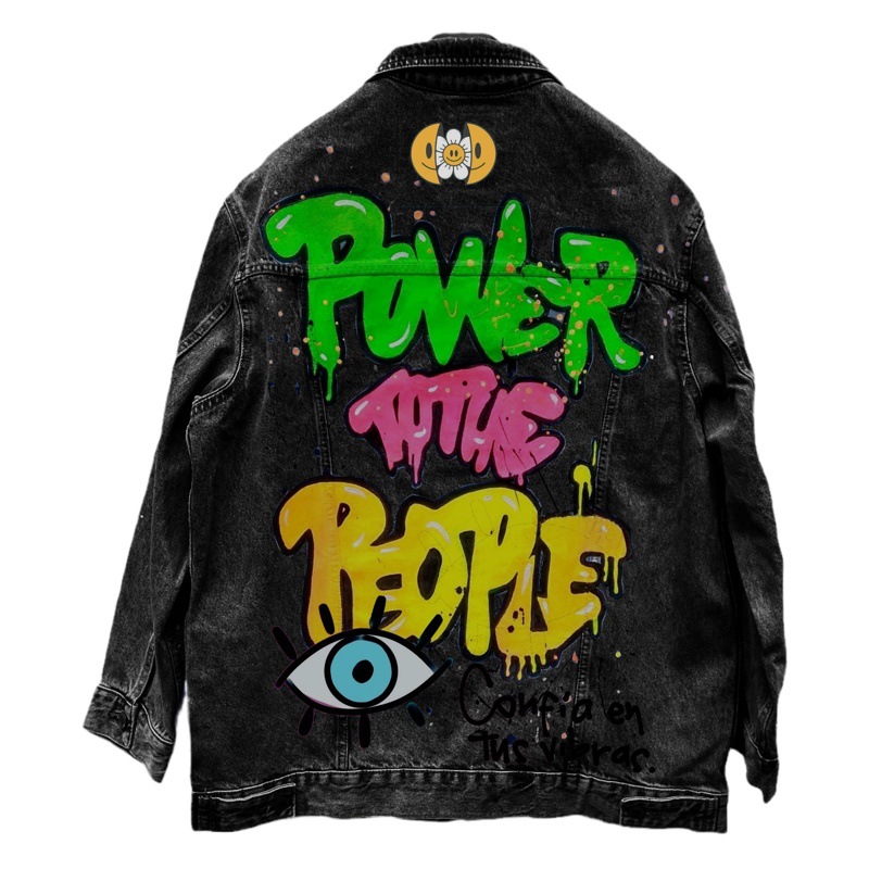 2623 new cross-border foreign trade European and American women's clothing independent station autumn and winter hot sale stitching printing Denim jacket top