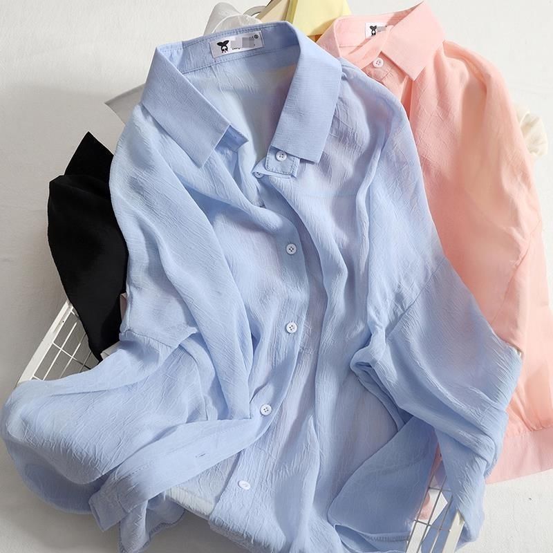 Chiffon Thin Sun Protection Shirt for Women, New Summer Style, Versatile Outer Cardigan, Loose Slimming Shirt Top, Trendy Straight Hair