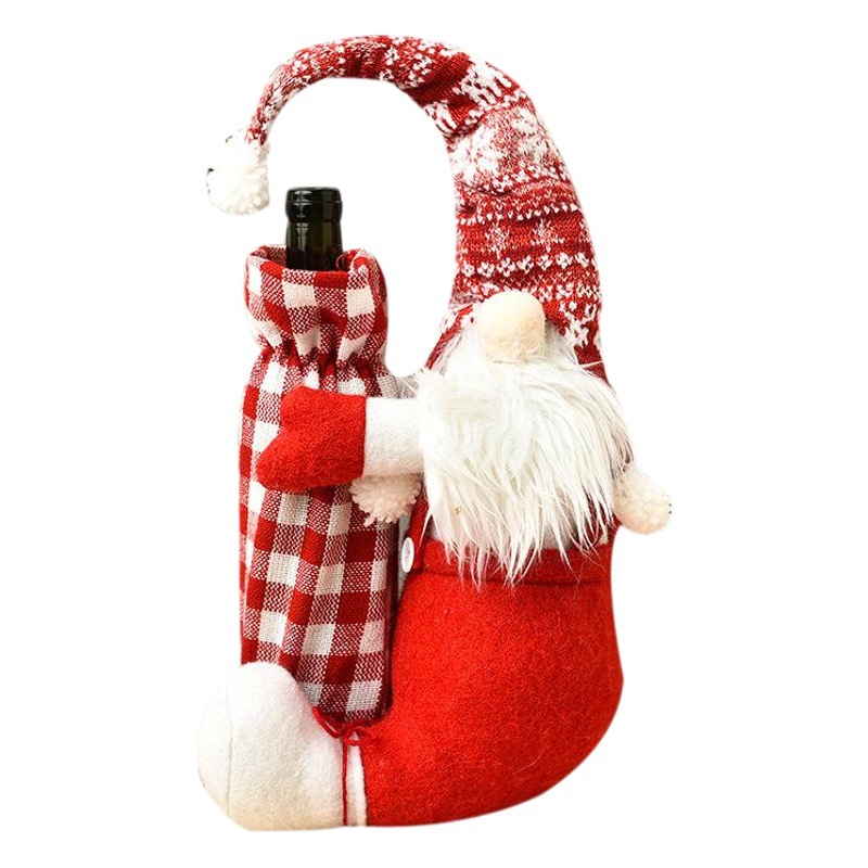 New Christmas Faceless Doll Wine Bottle Set Christmas Cotton Table Standing Doll Wine Bottle Set Decoration Wholesale