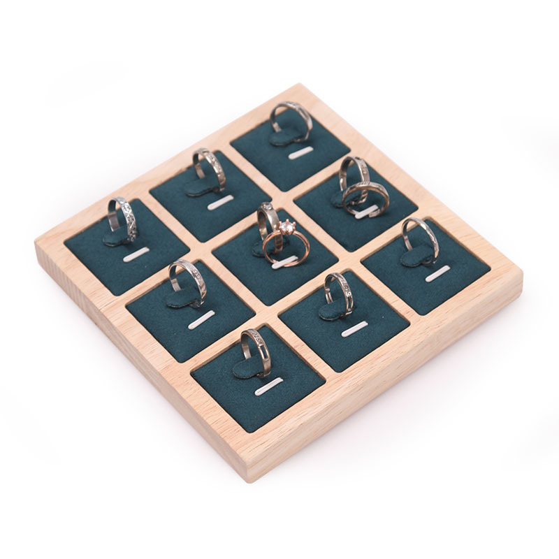 Picture of Simple solid wood oak 9-bit ring display tray pendant lucky beads Lucky Diamond ring ring ring pair ring display holder