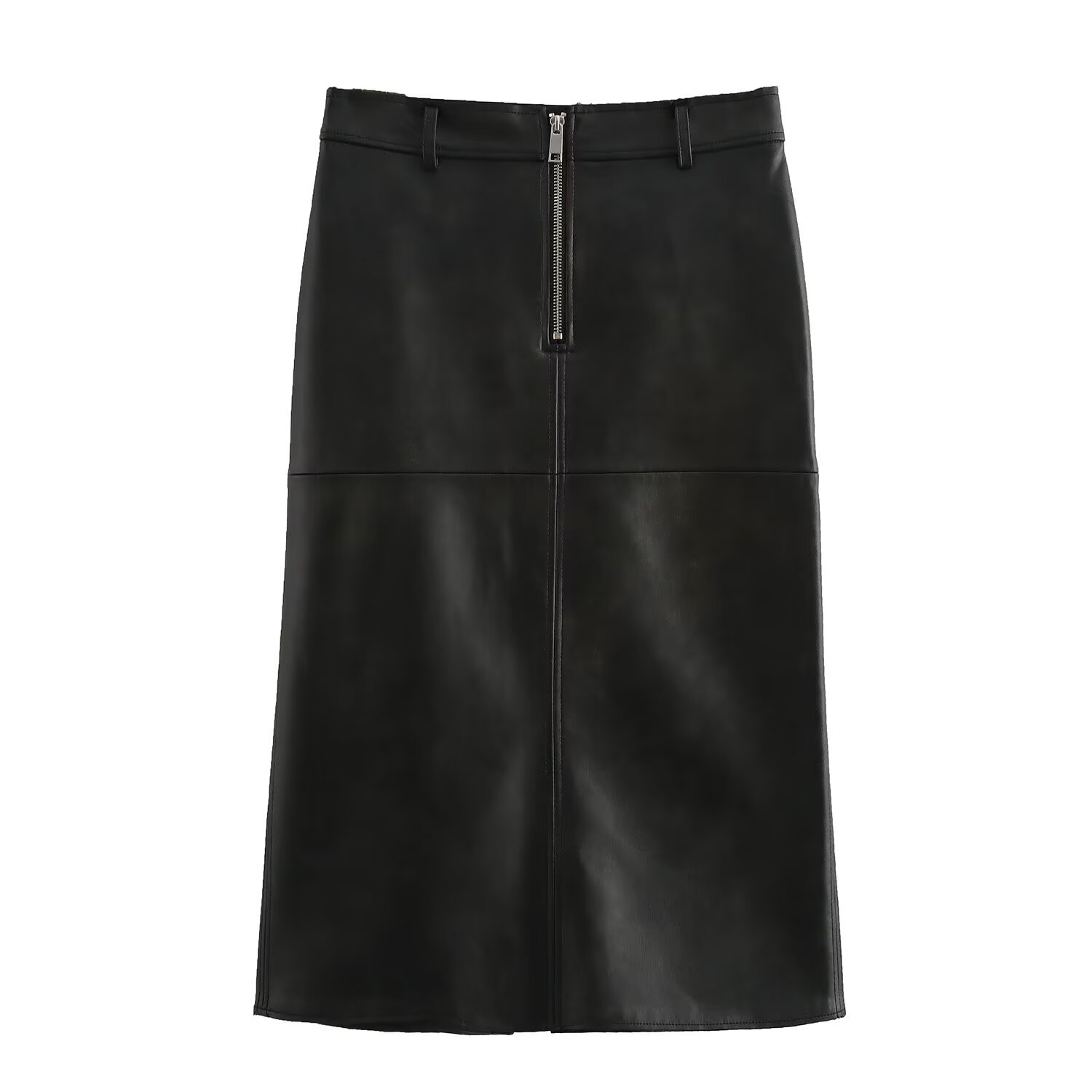 ZA cross-border women's clothing wholesale European and American style new fashion Joker zipper imitation leather waist skirt 2969269
