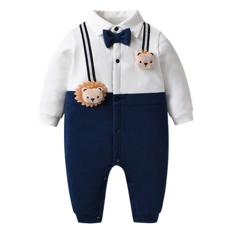 Baby clothes spring and autumn clothes newborn baby boy one-year-old jumpsuit full moon 100 days dress out ha clothes climbing clothes