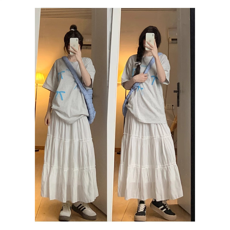 White Skirt for Women Summer 2025 New High-Waist Slimming Look A-Line Mid-Length Thin Tutu Skirt Ballet Cake Skirt