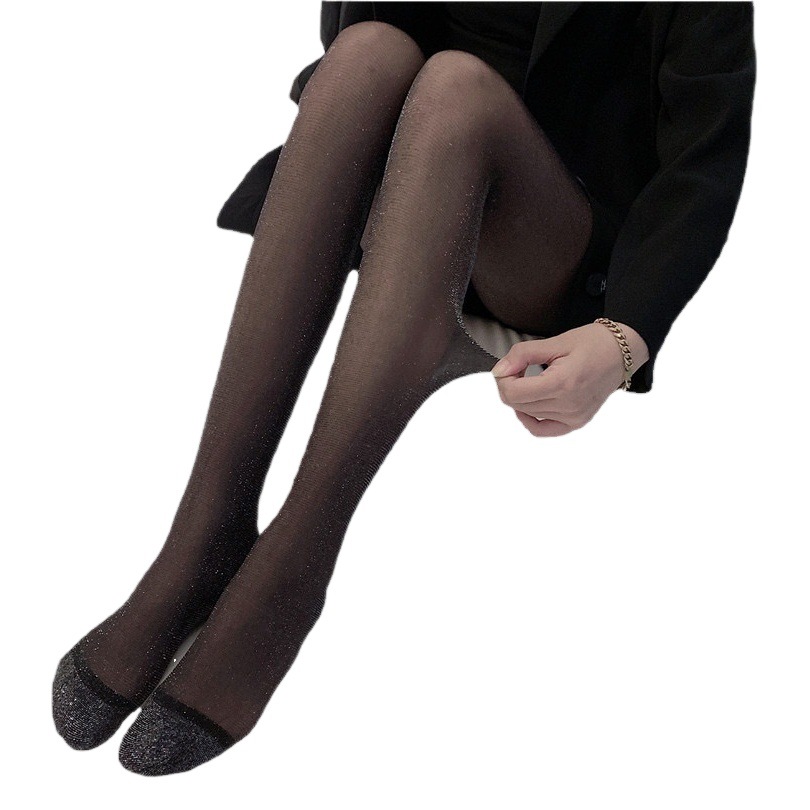 New Ins Style Sexy Black Silver Silk Pantyhose Silk Stockings Cross-border Thin Internet Celebrity Sweat Absorbing Base Stockings Black Silk Stockings
