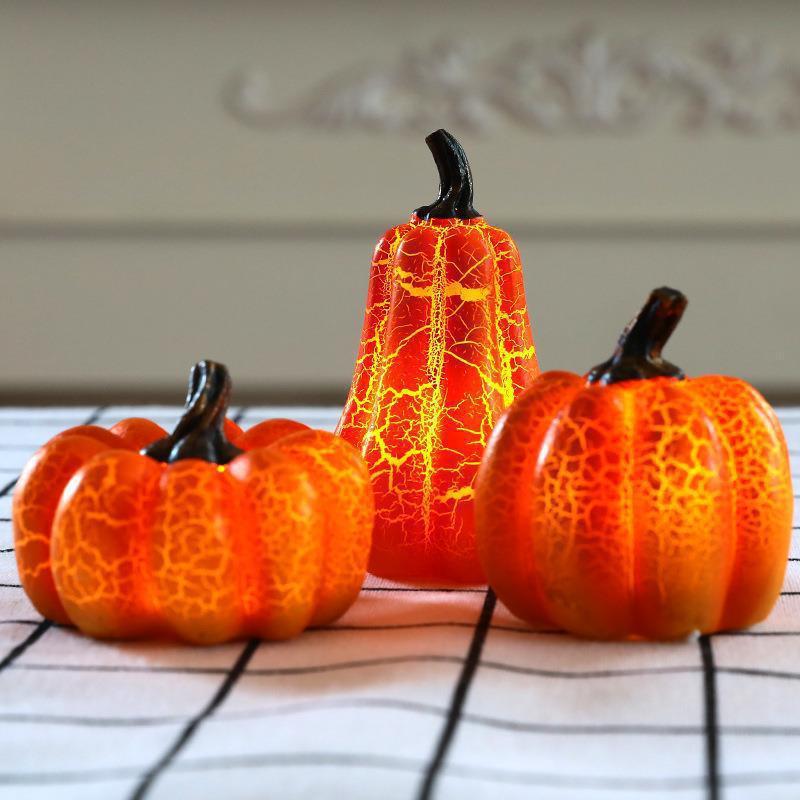 New Spot Hot Cross-border Halloween Pumpkin Luminous Resin Pumpkin Halloween Dress Props Desktop Ornaments