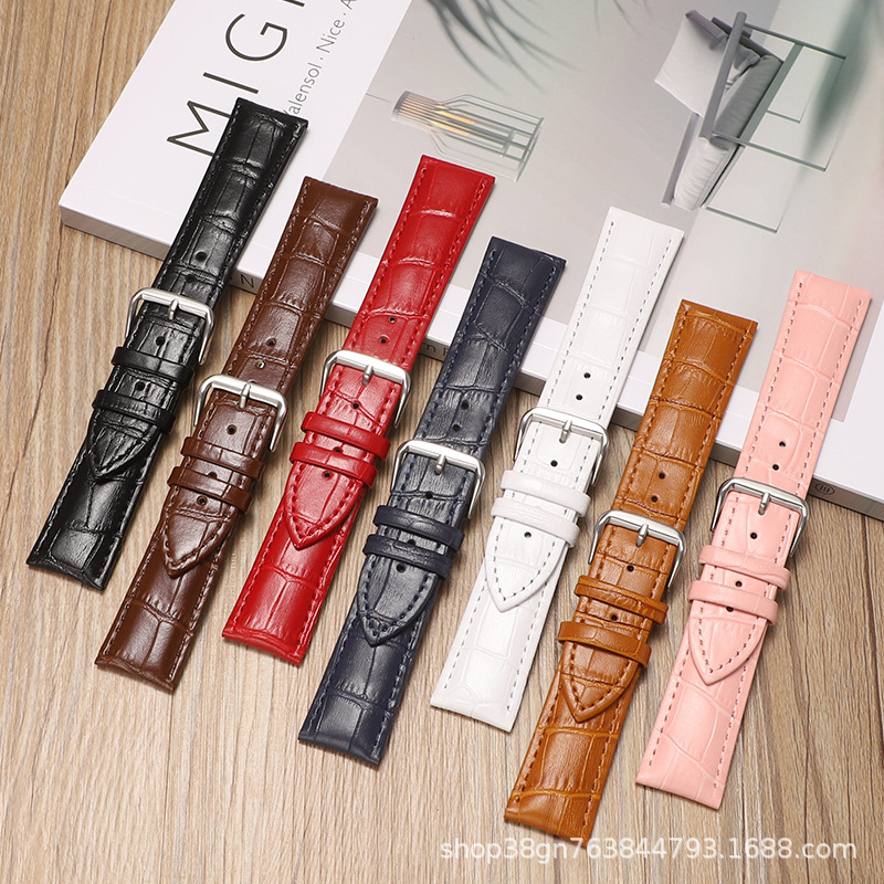 Picture of Factory Direct Sales Genuine Leather Watch Strap Crocodile Pattern Bamboo Pattern Pin Buckle Watch Strap Seven Colors Optional Suitable for Huawei Gt Samsung Apple
