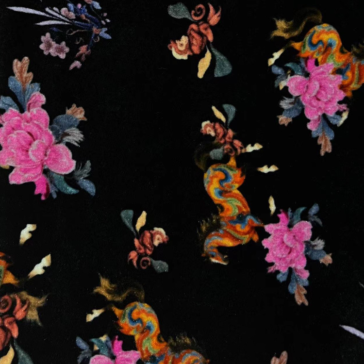Picture of Velvet digital print real velvet koi print new Chinese style suit top dress set dress cloth