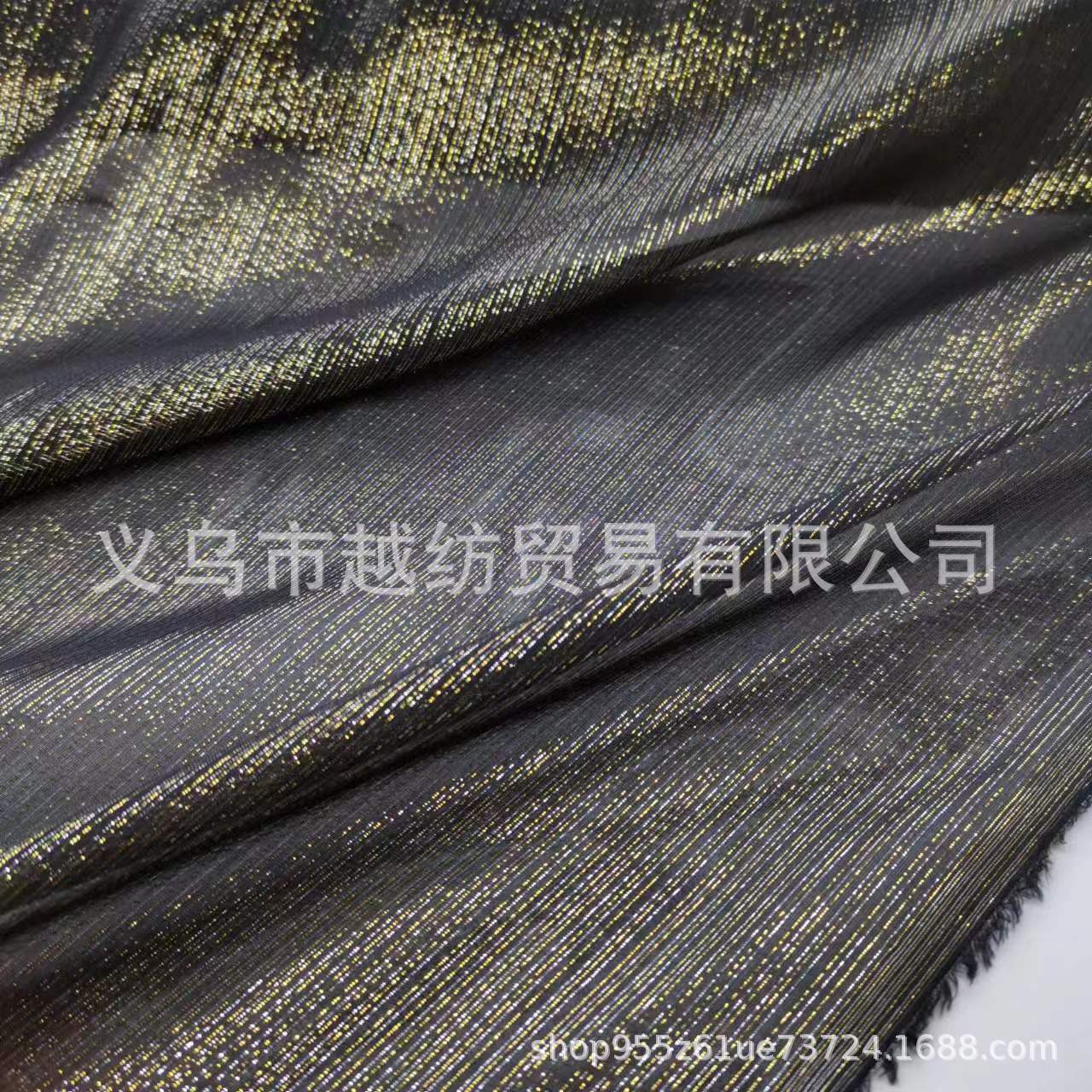 Picture of Wide black 8 mom gold and silver thread mulberry silk georgette fabric fashion skirt costume silk fabric