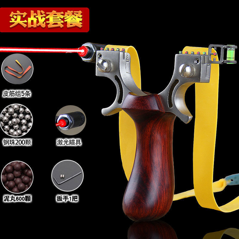 Picture of New Aluminum Alloy Hunter Slingshot Adult Outdoor Combat Great Power Stainless Steel Hunter Elephant Flat Leather Bow