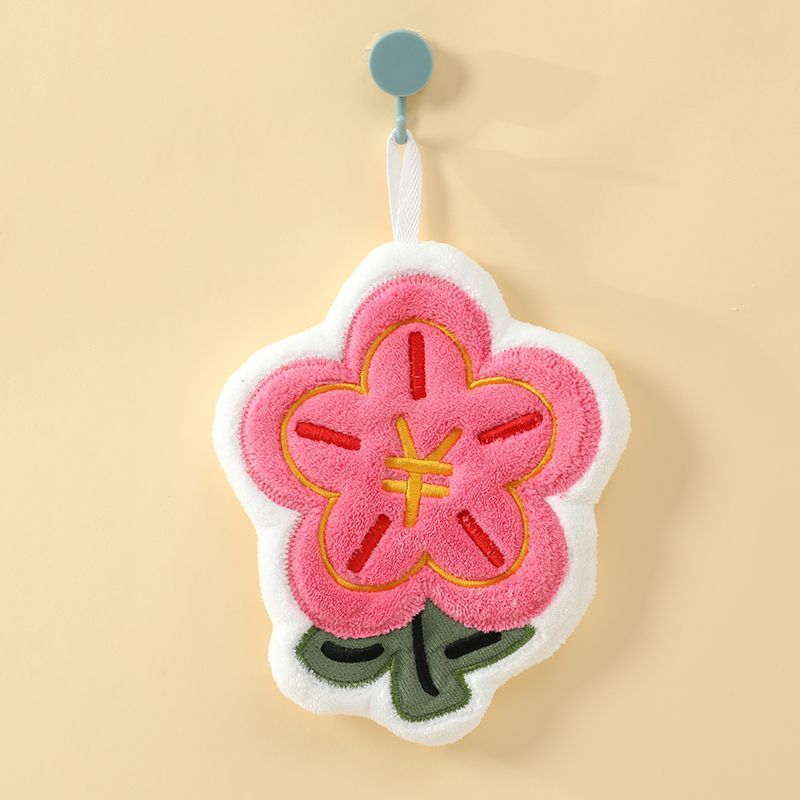 Picture of Rich Flower Towel Cartoon Cute Hanging Towel Strong Absorbent Kitchen Household Children's Wipe Handkerchief Hanging Towel