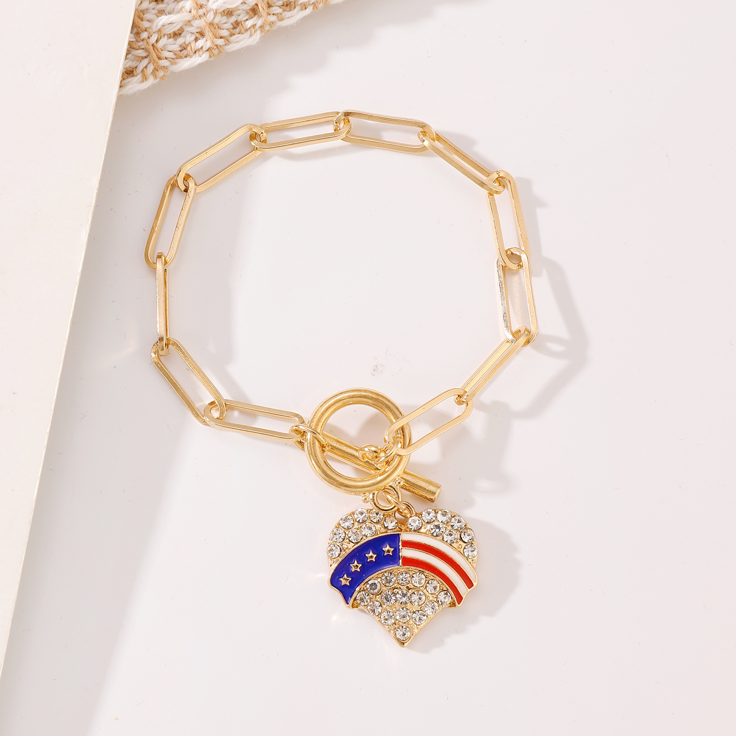 Picture of American Independence Day Bracelet suit Soft Pottery Beaded Letter Bow Love Personalized Fashion Multi-layer Bracelet for Women