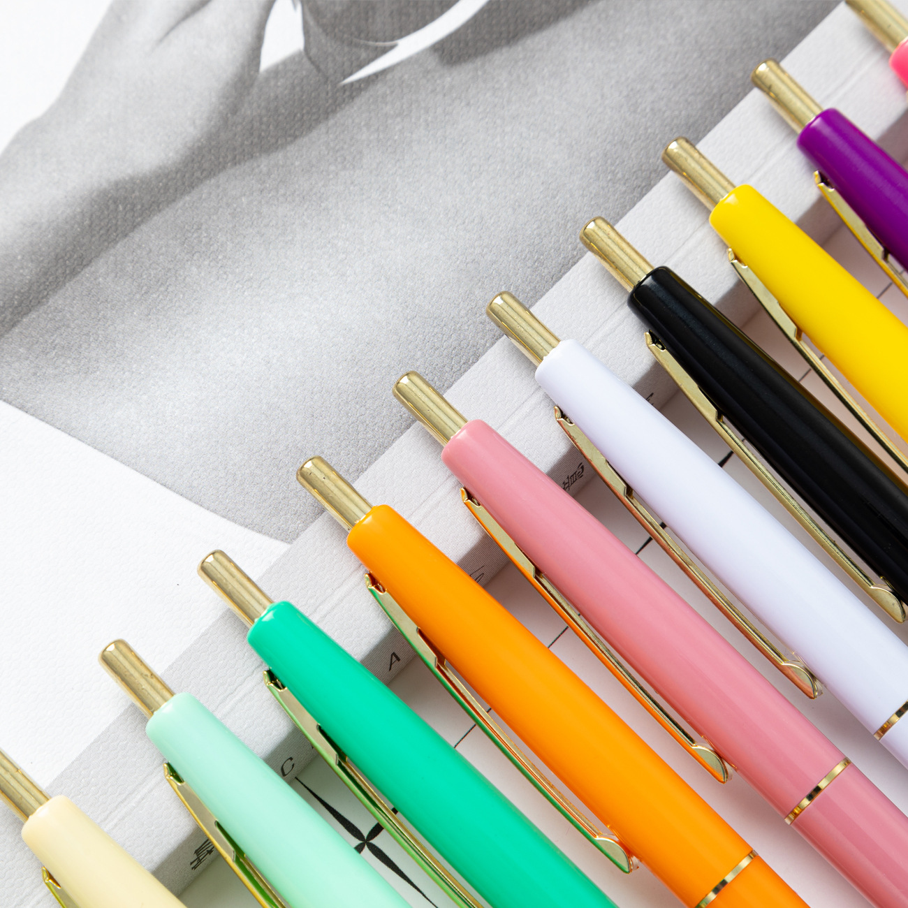 Picture of Press Multi-Color Ballpoint Pen Wholesale Office Stationery Student Plastic Ballpoint Pen Printed Logo Advertising Gift Promotional Pen