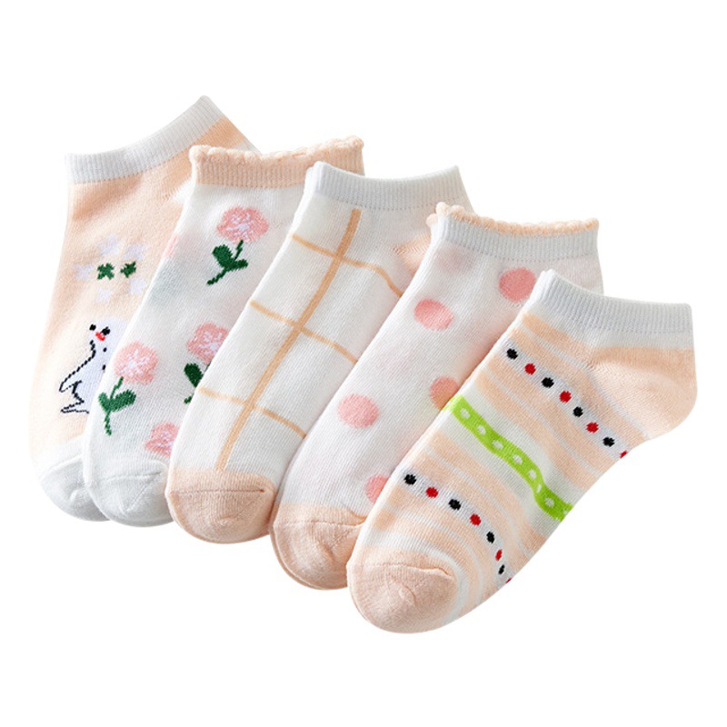 Socks Women's Spring and Summer Boat Socks Women's Thin Breathable Short Socks Casual Cotton Socks Ins Trendy Japanese Style Cute Sweet Women's Socks