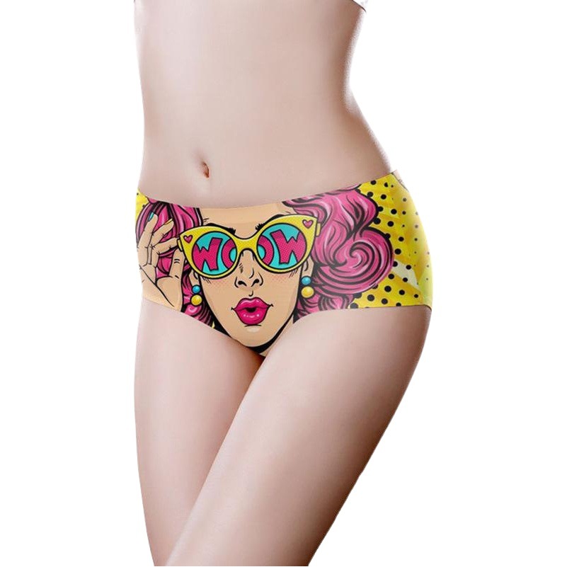 New Girls Ice Silk Breathable Underwear Low Waist Underwear Women's One-piece Printed Briefs Women's Underwear Export