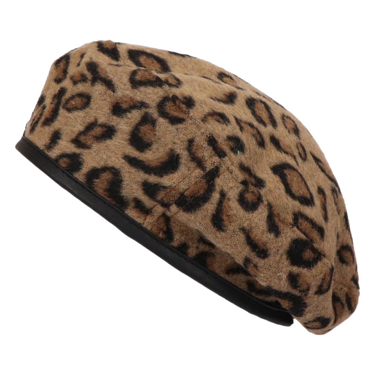 Hong Kong-style Beret Women's Leopard Print Korean-style All-match Japanese Vintage Painter's Hat Autumn and Winter British Bud Hat Pumpkin Hat