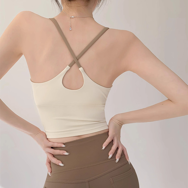 Sling Sports Vest Women's Quick-drying High-elastic Belt Chest Pad Yoga Bra Fitness Underwear Outer Wear 2025 New Top