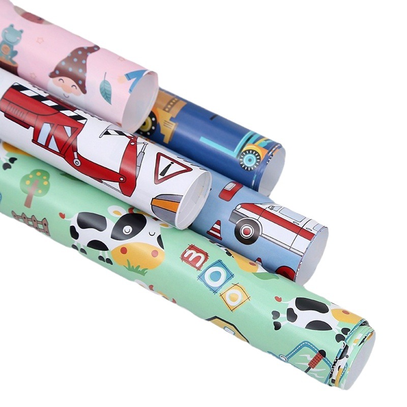 New Cartoon ambulance excavator printing packaging birthday gift wrapping paper gift gift box wrapping paper wholesale
