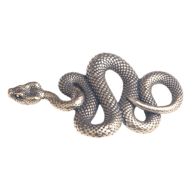 Brass Do Old Zodiac Snake Keychain Pendant Simulation Micro-carved Small Snake Lucky Transfer Pendant Stall Bronze Wholesale