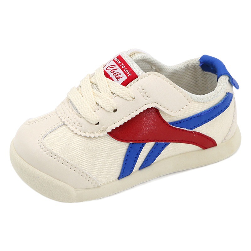 TS Children's Shoes Spring Children's Ultra-fiber Leather Lace-up Children's Canvas Shoes Cloth Top Colorblock Light Boys' Baby Shoes 1631