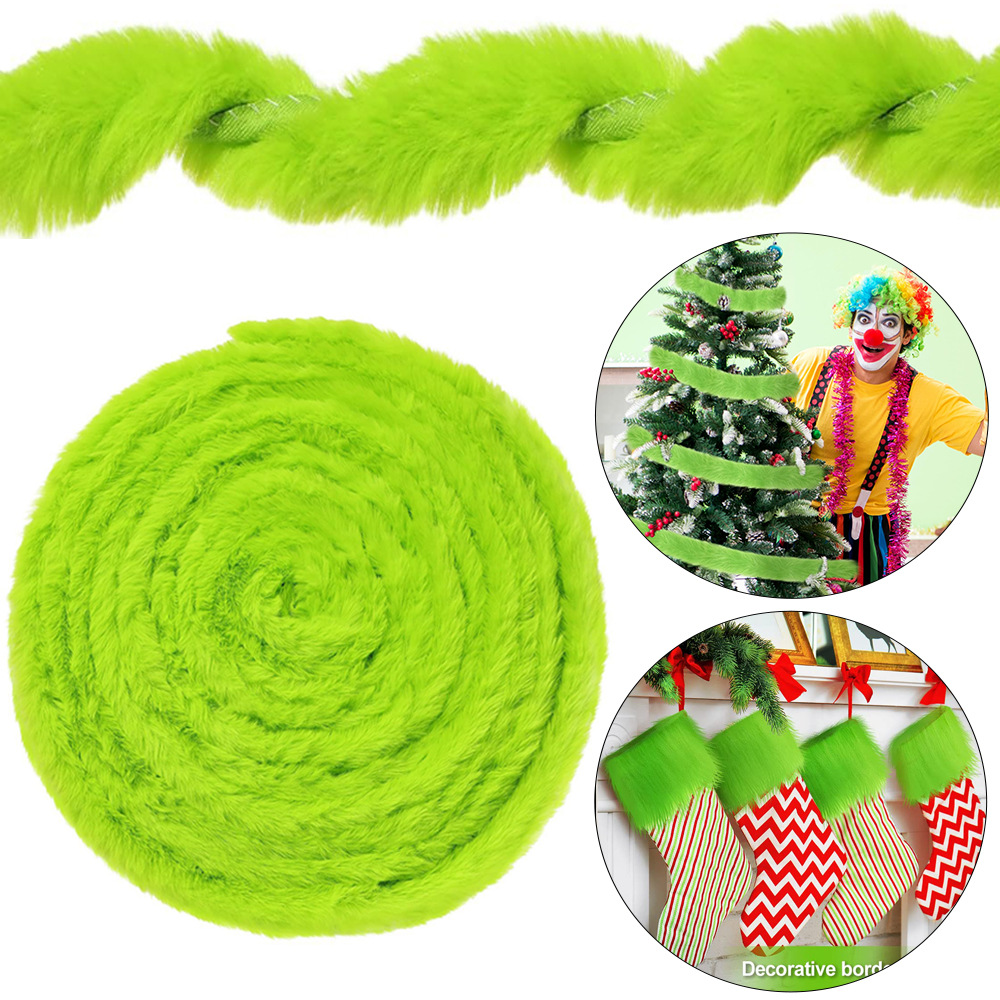 Cross-Border Christmas Tree Skirt Rabbit Fur Strips Ribbon Decoration Fringed DIY Home Textile Garland Accessories Faux Rabbit Fur Strips